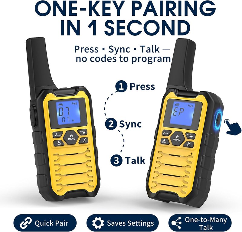 Walkie Talkies Long Range - Rechargeable 6 Pack for Adults | Ideal for Camping, Hunting & Emergency Use
