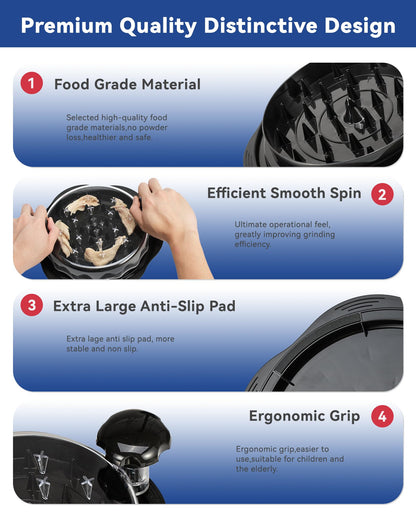 Chicken Shredder Tool Twist for Kitchen, Manual Chicken Breast Grinder Machine for Ground Food, Meat & Vegetables (Elegant Black)