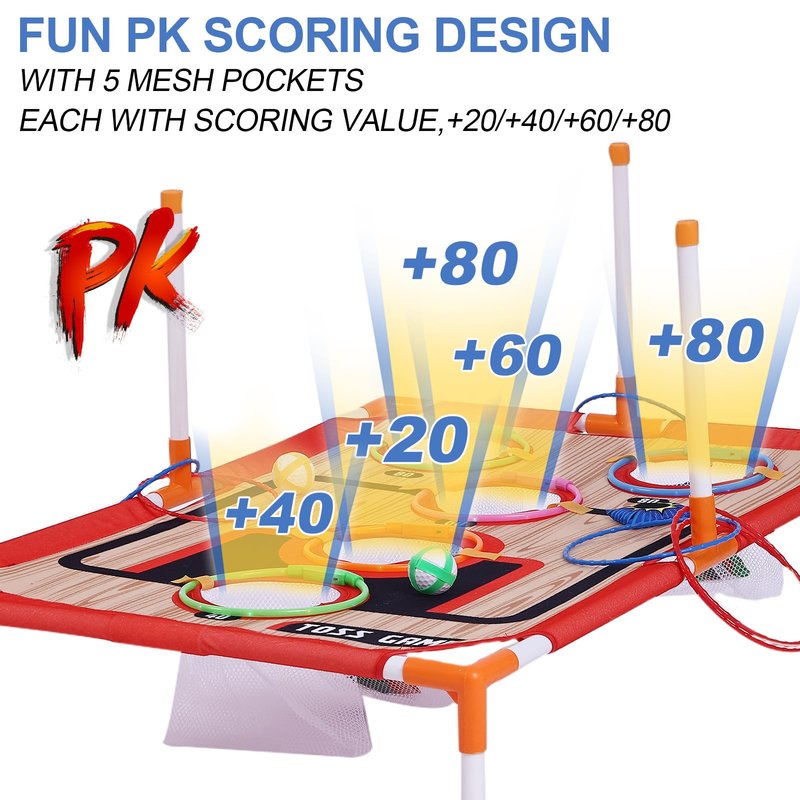 Bean Bag Toss & Ball Toss & Ring Toss,5-in-1 Outdoor Toys for Kids,Family Games for Kids and Adults,Gift for Christmas and Birthday