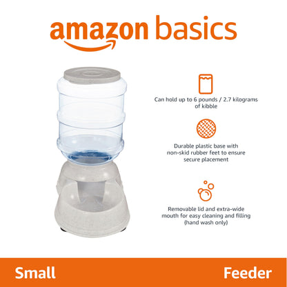 Amazon Basics Dog and Cat Food Feeder, Small, Grey