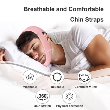 Chin Strap for CPAP Users, Chin Strap for Snoring, Chin Srap for Sleeping, Anti Snoring Devices Adjustable, Anti Snoring Devices Breathable and Reusable, Chin Strap for Men and Women to Stop Snoring