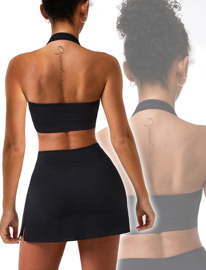 OZICERD High Waisted Golf Skort Tennis Skirt for Women Bodycon Mini Skirt Short Pickleball Athletic Skirt with Shorts Black M