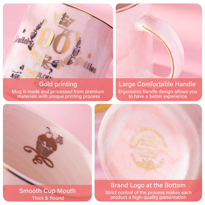 Best Friend Birthday Gifts for Women, Friendship Gifts for Women, Unique Birthday Valentines Day Gift Ideas for Her, Friends Female, Besties, BFF Ceramic Marble Coffee Mug Gift Box Printed Gold 14 oz