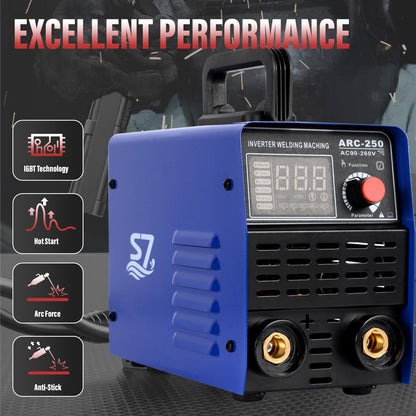 250A 110/220V Stick Welder,ARC/Lift TIG Welding Machine with Synergic Control,IGBT Inverter,Hot Start,Arc Force and Anti-Stick