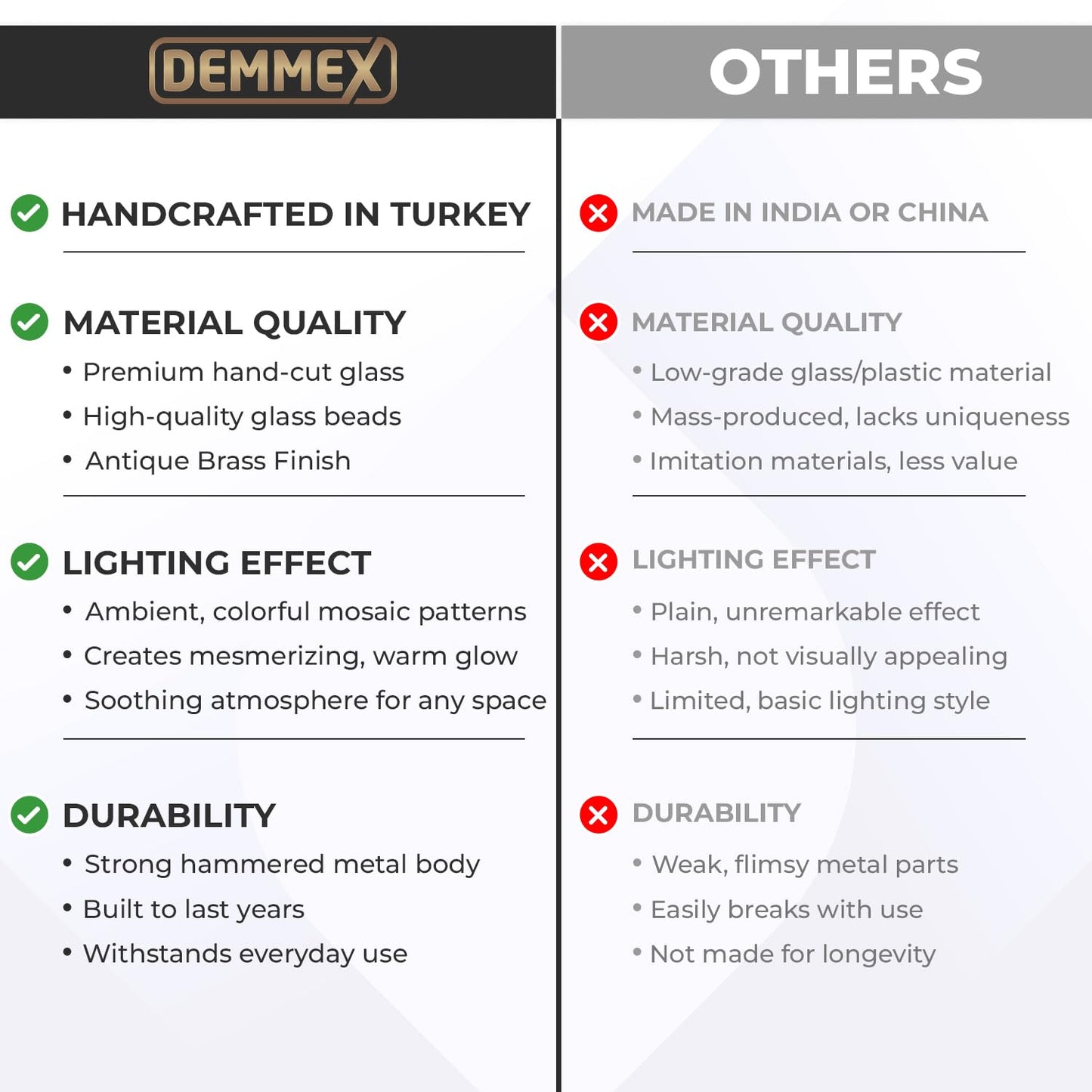 DEMMEX Turkish Moroccan Mosaic Table Lamp – Handcrafted Tiffany-Style Colorful Glass Swan Neck Bedside, Desk, Table Light, Boho Artisan Accent Lighting for Bedroom or Living Room – 15" H, Black White