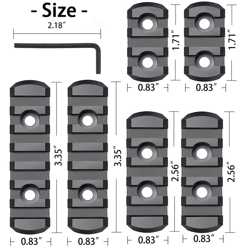 TOCNGAEK Polymer Picatinny Accessory Rail Single Picatinny Rail，3 3 5 5 7 7 Slot Black