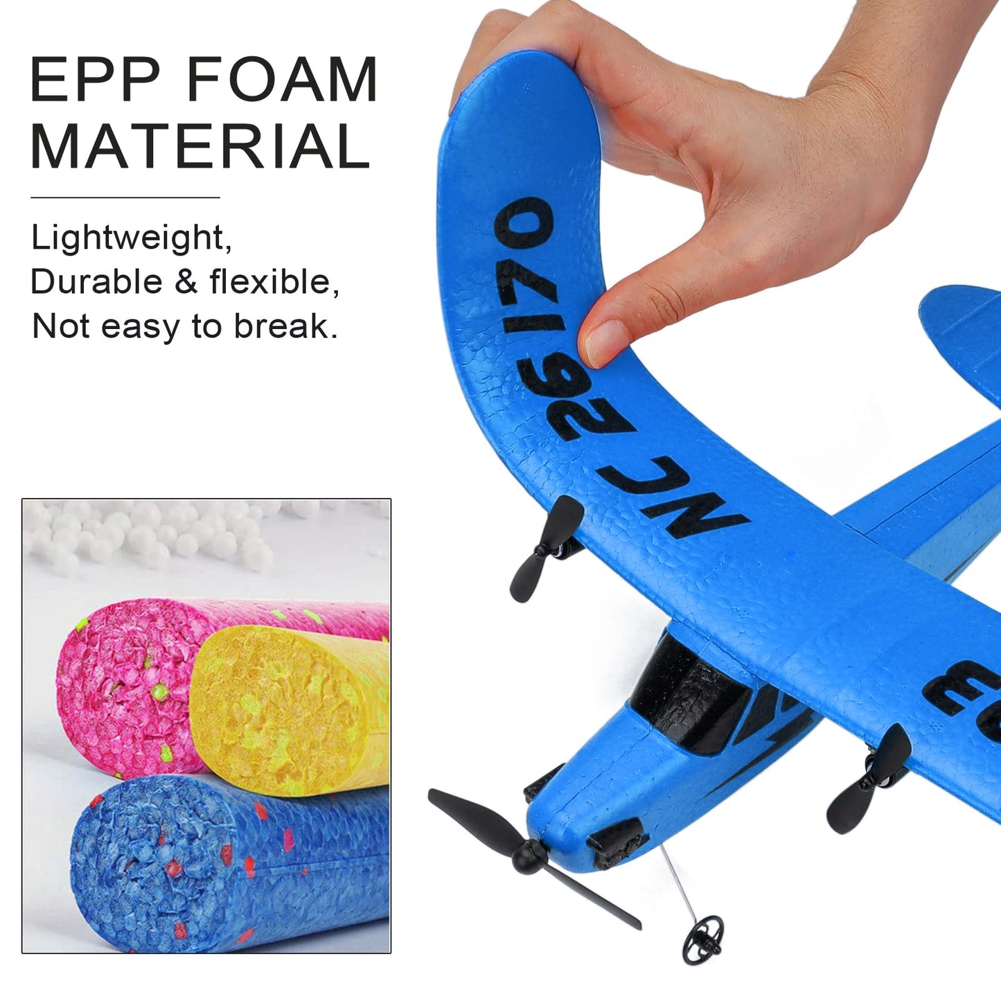 Makerfire RC Airplane FX-803 RTF RC Plane 2.4GHz 2CH Built-in 6-Axis Gyro EPP Remote Control Airplane Glider Easy to Fly for Beginner Adults Kids (Blue)