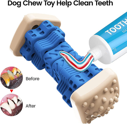 AOZOOM Dog Toys for Aggressive Chewers, Tough Dog Chew Toys, with Beef Flavor, Safe Rubber Indestructible, for Large Medium Small Dogs - Blue