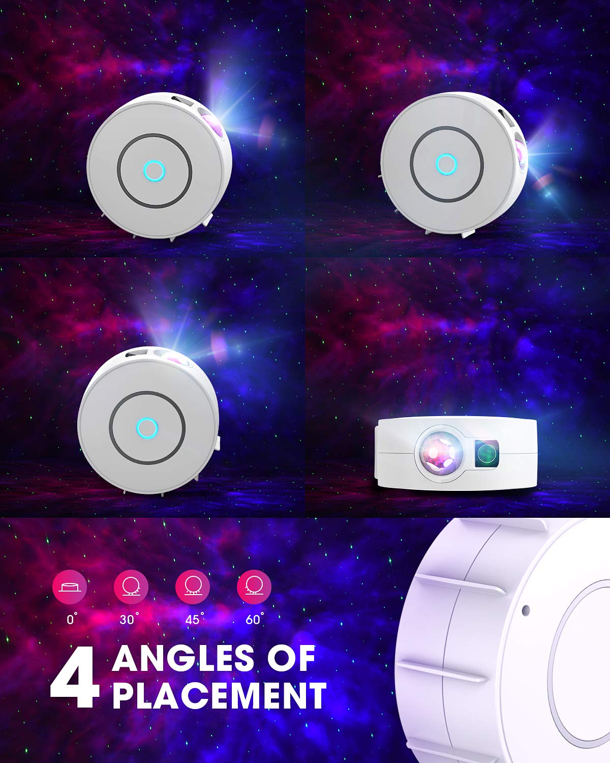 SUPPOU LED WiFi Galaxy Projector, Smart Night Light Kids Adults 3D Star Projector Light with RGB Adjustment/Voice Control/WiFi/Timer Compatible Alexa Google Assistant for Room Decor