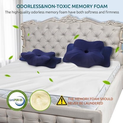 DONAMA Cervical Pillow for Neck and Shoulder,Contour Memory Foam Pillow,Ergonomic Neck Support Pillow for Side Back Stomach Sleepers with Pillowcase