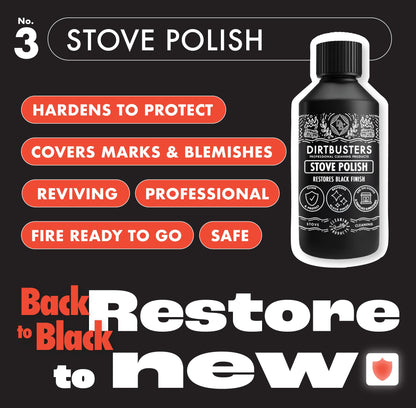 Dirtbusters Stove Polish & Stove Cleaner for Wood & Log Burners & Fireplace Grates, Clean & Restore to Black (250ml & 750ml)