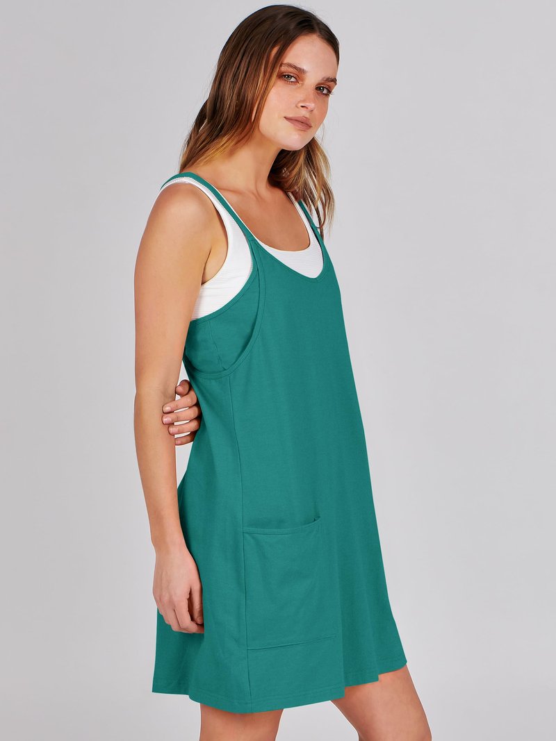 ANRABESS Women Athletic Dress Summer Tennis Workout Active Sports Mini Romper Dress Built in Shorts Travel Vacation Clothes Teal Large