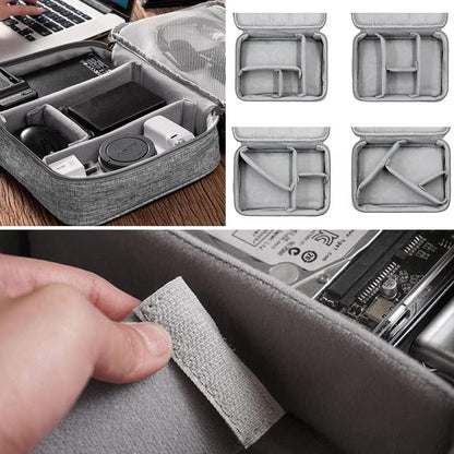 HCFGS Travel Cable Organiser Bag, Electronics Accessories Organizer Bag Extra Large 3-Layers Universal Carry Travel Gadget Bag for Power Bank, Memory Card, Data cable, Charger Hard Disk (Grey)