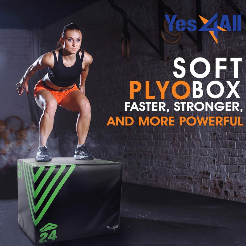 Yes4All 3 in 1 Foam Plyometric Jump Box - Jump Training & Conditioning - Green, A. 30" x 24" x 20" - 16 lbs