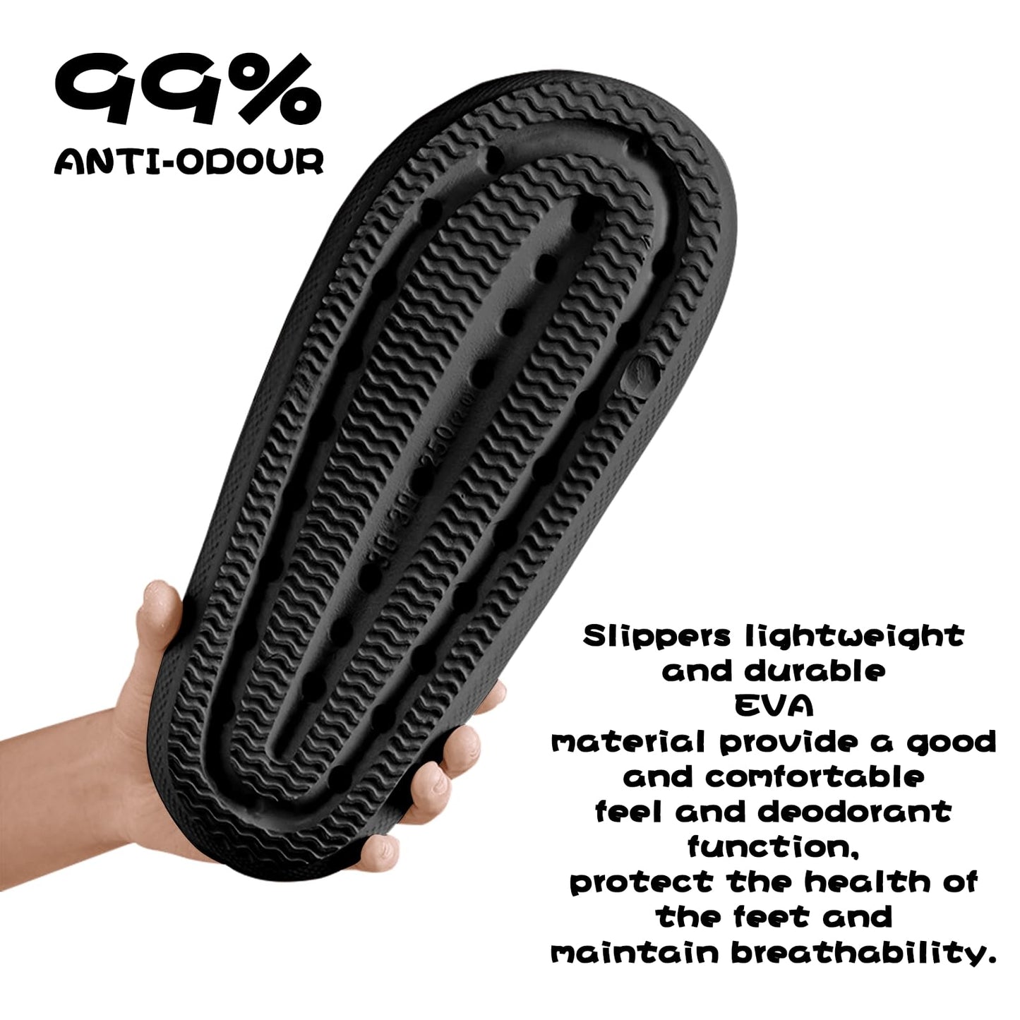 BHFRGAS Sliders Cloud Slippers Women Men，Non-Slip Mens Womens Slippers Cloud Sliders，Soft Flip Flops with Thick Sole for Shower Bathroom Pool Beach，Black, 8-9 UK