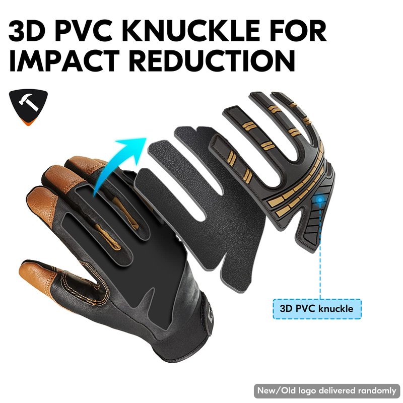 Vgo... -4℉ or above Winter Waterproof High Dexterity Heavy Duty Mechanic Glove, Anti-vibration, Anti-abrasion, Touchscreen (1 Pair,L,Brown,GA8954FW)