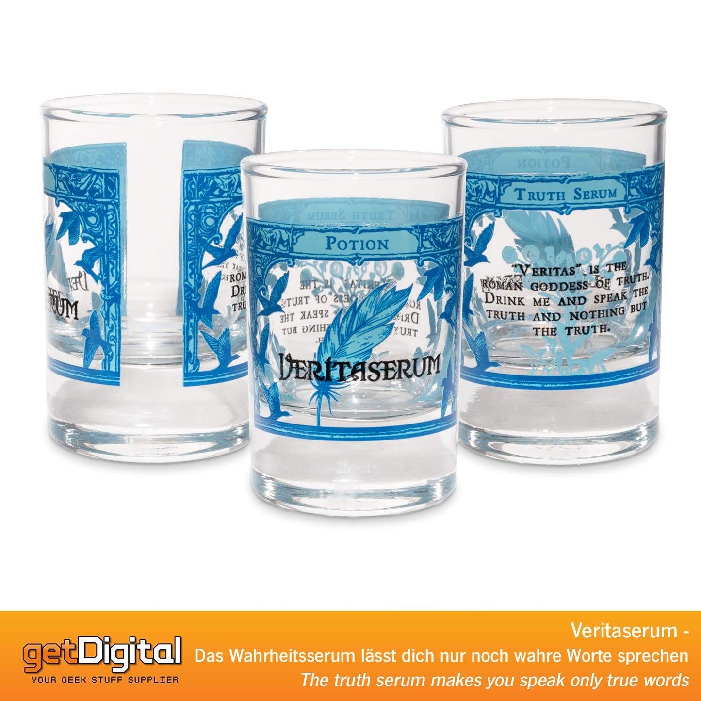 getDigital Magic Potion Shot Glasses Set - 4 Magic Glass Tumblers for Spirits & Liqueurs - 4cl Each, Dishwasher Safe