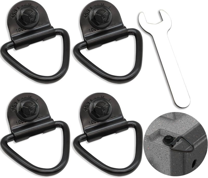 4-Pack Tie Down Kit for Kennels - Heavy-Duty D-Ring with 1000lb Capacity | Easy Install, All Black