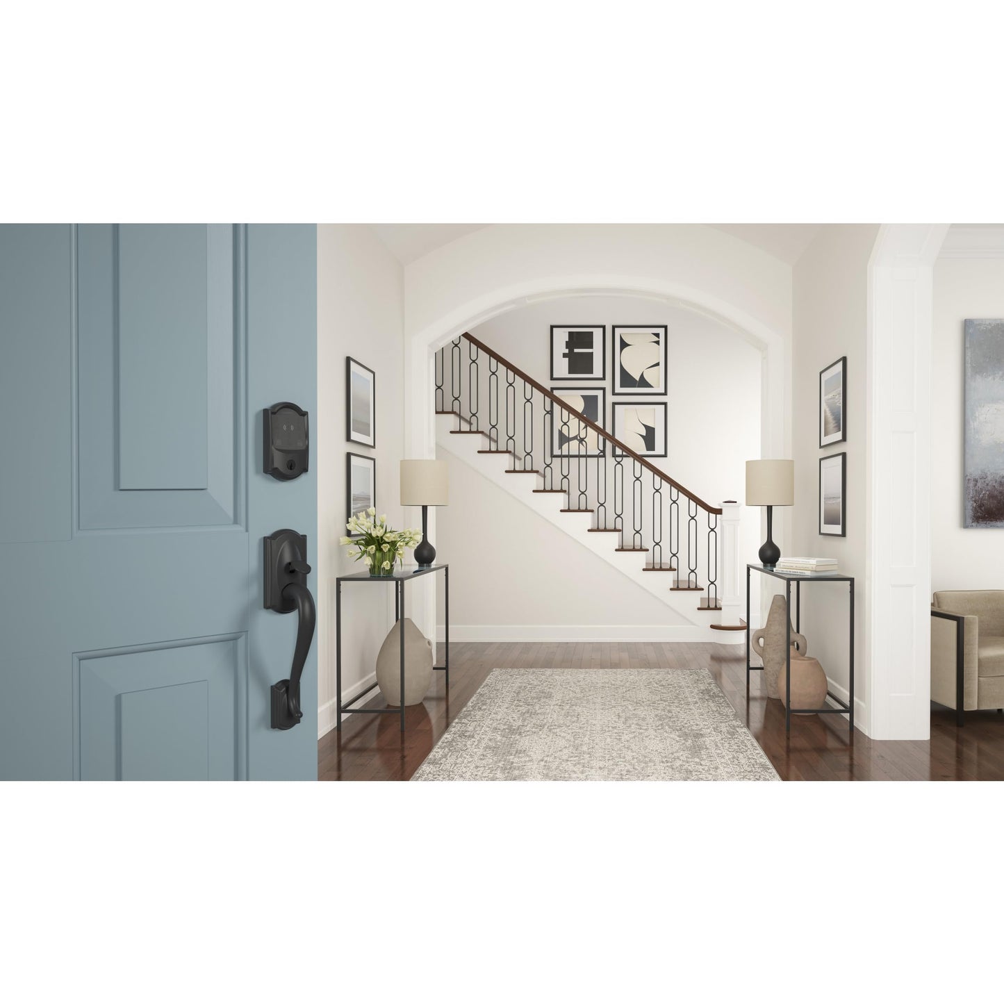 Schlage BE499WB CAM 619 Encode Plus WiFi Deadbolt Smart Lock, Keyless Entry Touchscreen Door Lock with Camelot Trim, Satin Nickel