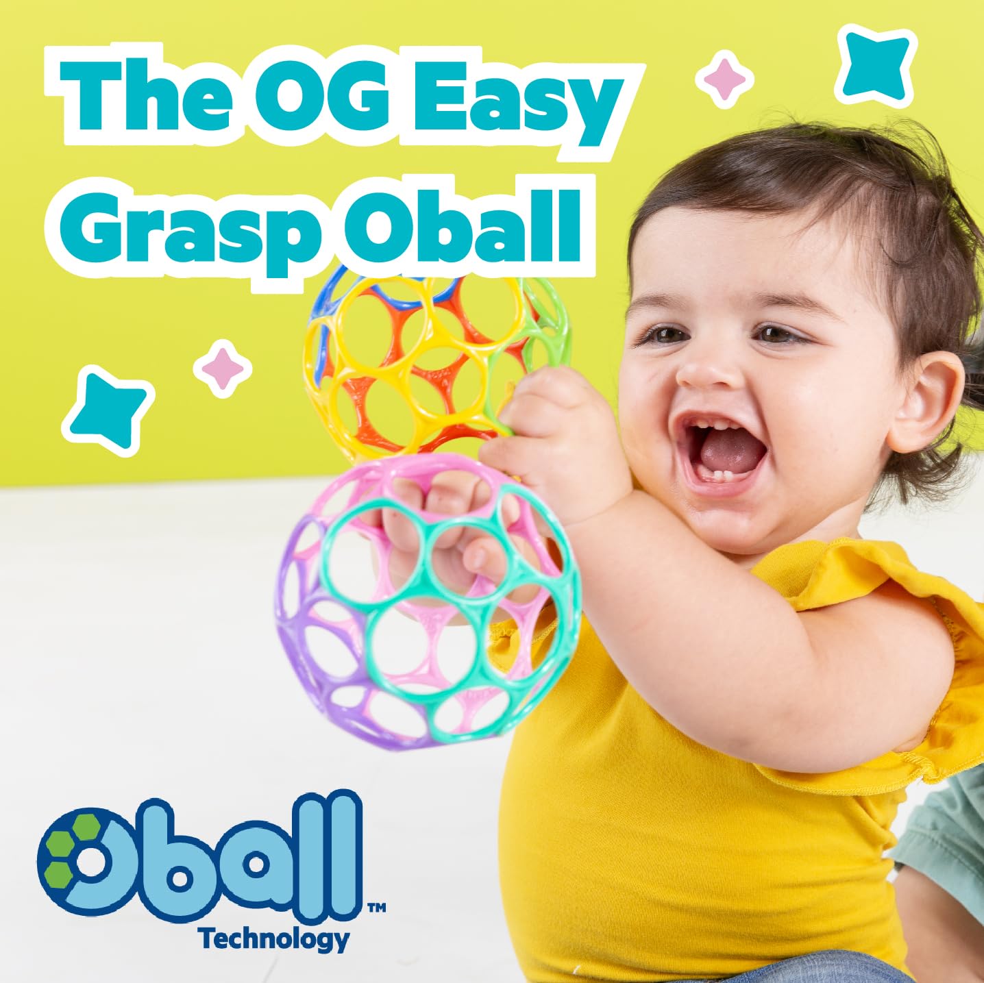 Bright Starts Oball Rattle Easy-Grasp Toy - Pink, Ages Newborn+