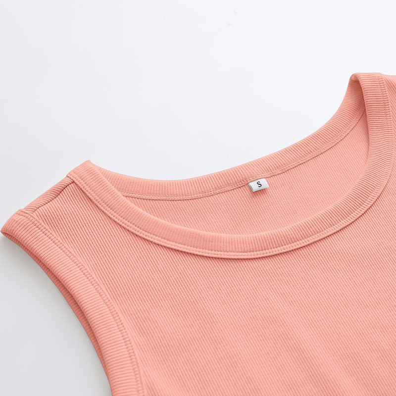 ANRABESS Womens Sleeveless High Neck Tank Tops Fashion Summer Casual Basic Slim Fit Ribbed Racerback Top Shirt Clothes Coral Orange Medium