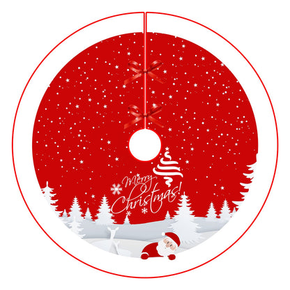 Christmas Tree Skirt Red Xmas Tree Ornaments for White Soft Plush Christmas Tree Mat with Snowy Pattern for Decorations Holiday Party 48 inches