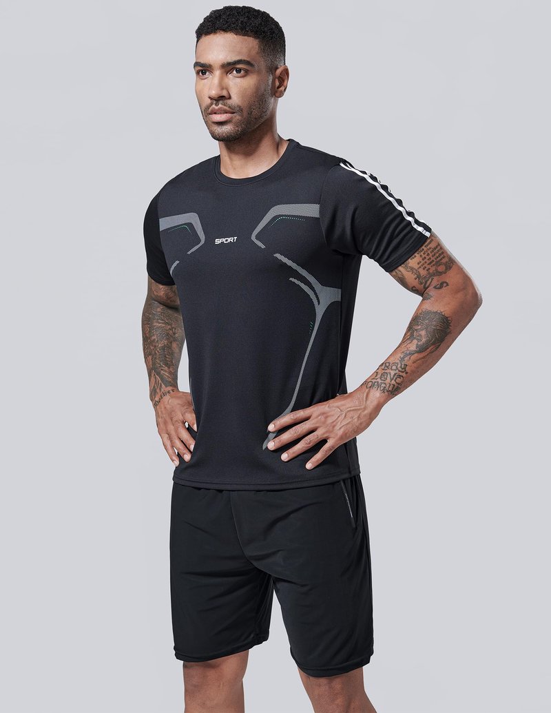 5 Pack Men’s Active Quick Dry Crew Neck T Shirts | Athletic Running Gym Workout Short Sleeve Tee Tops Bulk (Set 11, 4X-Large)