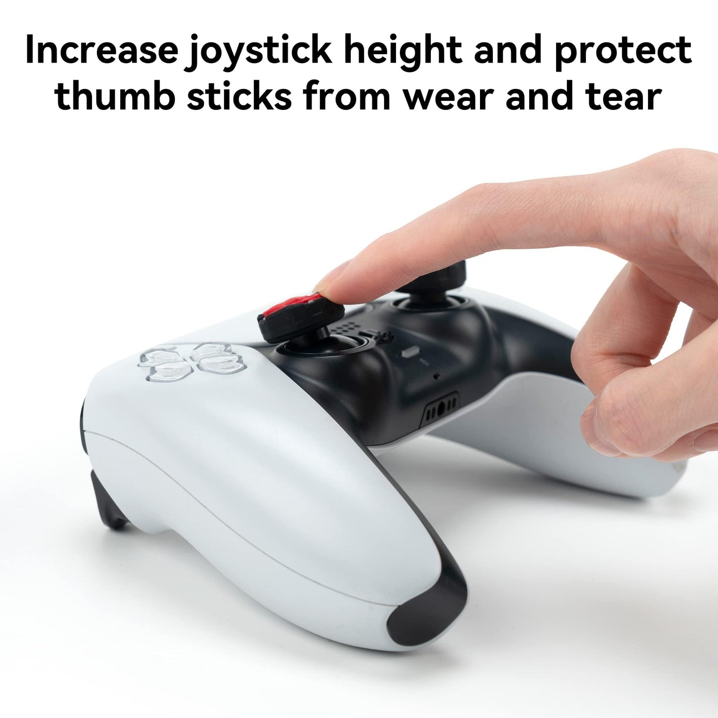 GeekShare Skull Thumb Grip Caps for PS5 Controller, Thumbsticks Cover Set Compatible with Switch Pro Controller and PS4/PS5, 2 Pairs / 4 Pcs (Black & Red)