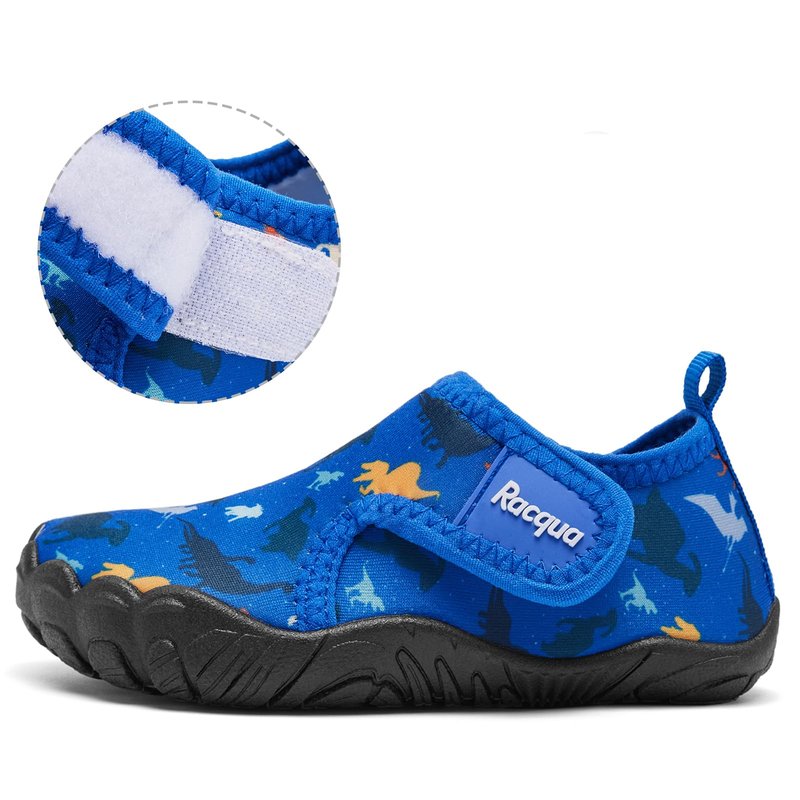 Racqua Toddler Boys Girls Water Shoes Slip-On Quick Dry Aqua Kids Shoes Barefoot Breathable Swim Lightweight Beach Shoes Toddler Blue Dinosaur 8