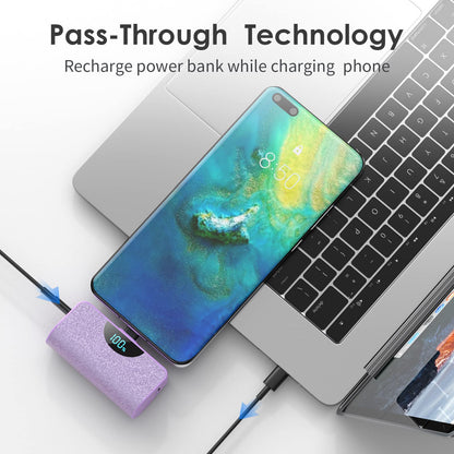 Mini Portable Charger USB-C Power Bank 5200mAh,Ultra Compact LCD Display Battery Pack Backup Charger Compatible with iPhone 17/17 Air/17 Pro/17 Pro Max/16/16 Plus/16 Pro Max/15 Series,Samsung-Green