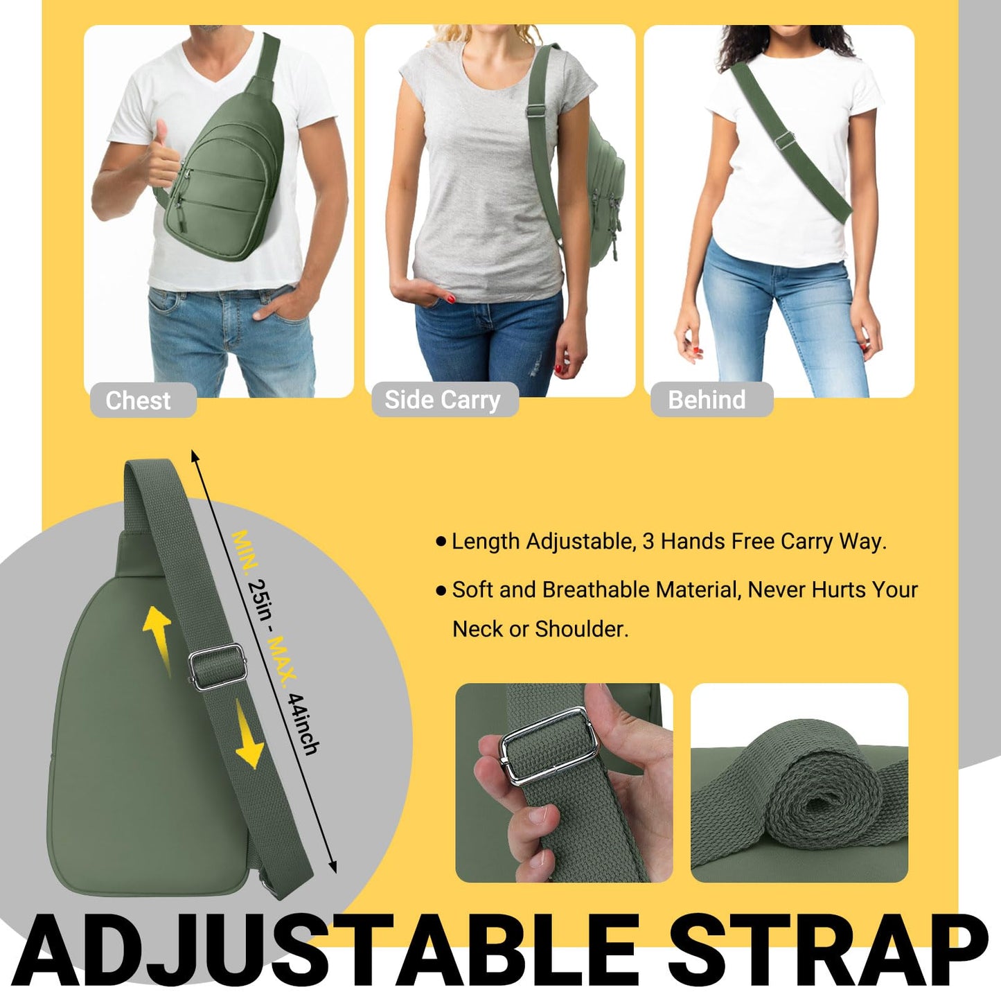 Tuwubi Crossbody Bags for Women, Sling Bag for Men, Small Hiking Backpack Anti Theft Lightweight for Outdoors Travel (M, Black)