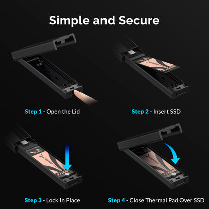 SABRENT M.2 NVMe Enclosure, Tool Free NVMe and SATA, 10Gbps External SSD Enclosure, Reusable Thermal Pad, Compatible with 2230 2242 2260 2280 (EC-SNVE)