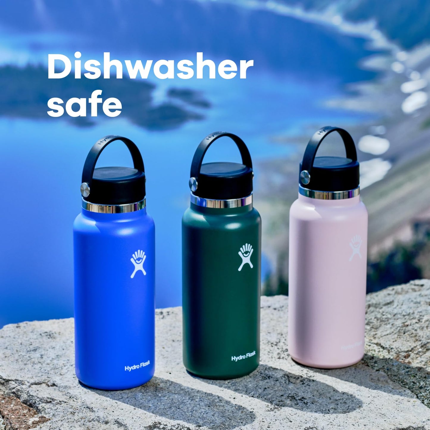 Hydro Flask Water Bottle - Insulated Stainless Steel - Wide Mouth Flex Lid, Non Spill, Leakproof and Refillable in 32 Oz Indigo Blue
