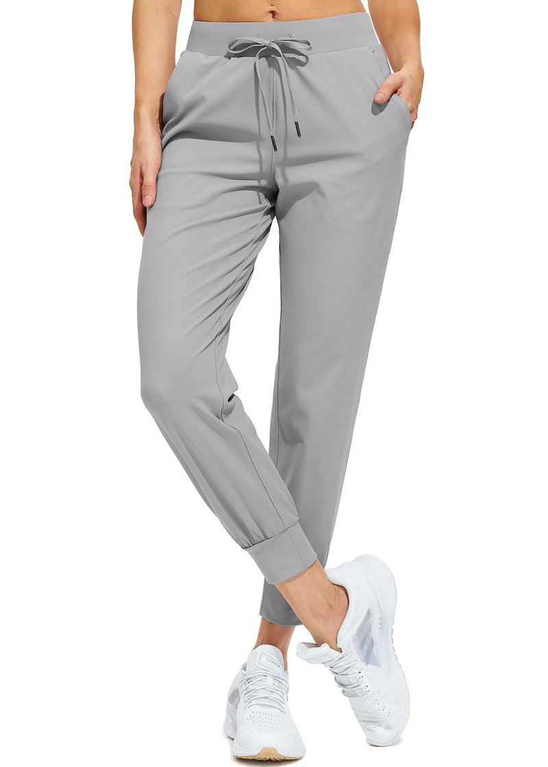 Libin Women's Joggers Pants Athletic Dance Sweatpants with Pockets Running Tapered Casual Pants for Workout,Lounge, Bright Grey M