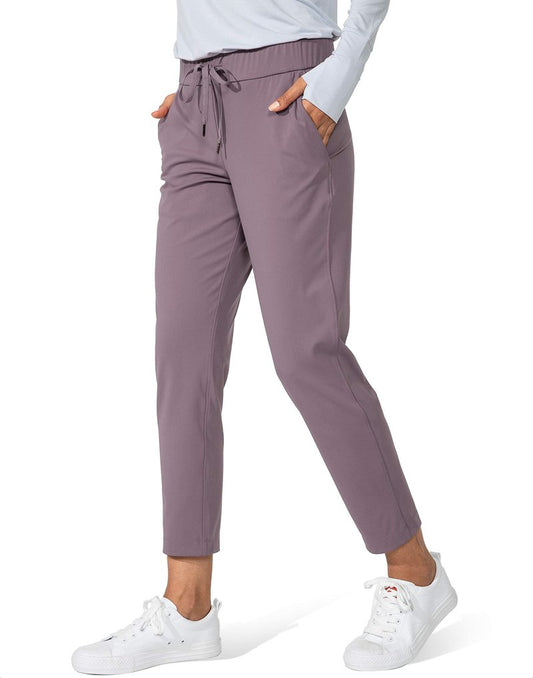 G Gradual Women's Pants with Deep Pockets 7/8 Stretch Sweatpants for Women Athletic, Golf, Lounge, Work (Dusty Purple, Large)