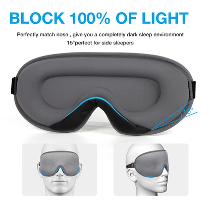 LYSIAN Sleep Eye Mask Men Women-3D Concave Comfortable Cooling Mask Blindfold for Adult Night Sleep Eyes Cover with Foam Ear Plugs for Sleeping, Yoga, Nap, Travel, Black