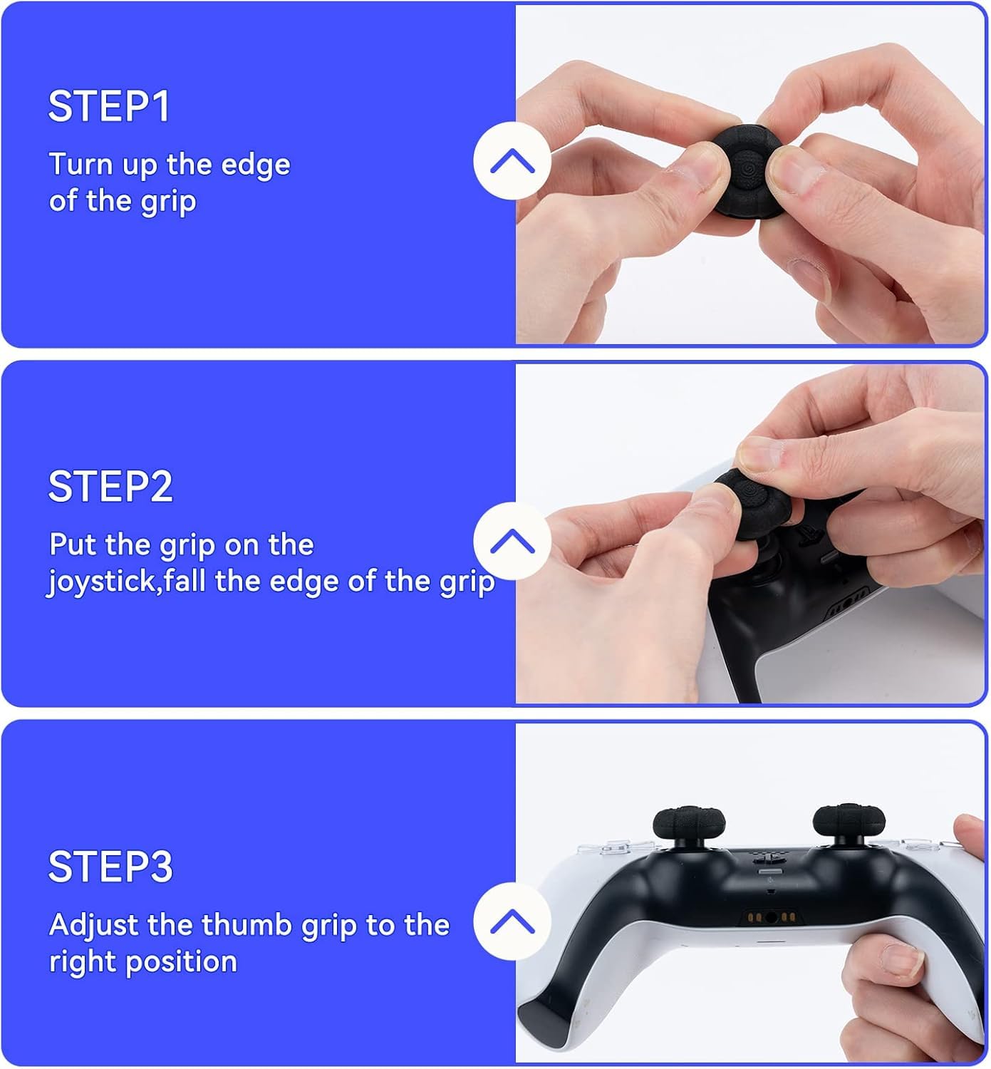 GeekShare Thumb Grip Caps for PS5, Thumbsticks Cover Set Compatible With Switch Pro and PS4/PS5 Controllers, 3 Pairs / 6 Pcs (Black)