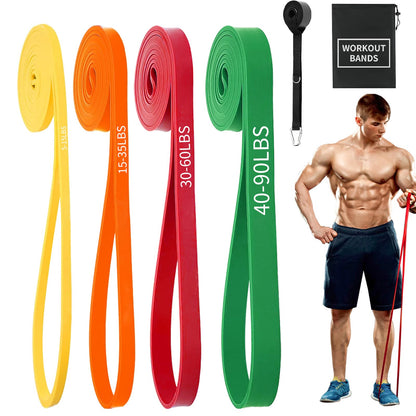 Exercise Bands Resistance Bands for Working Out,Pull Up Bands Set,at Home Workout Equipment,Workout Bands for Men and Women,Stretch Bands for Exercise (Yellow, Orange, Red, Green)