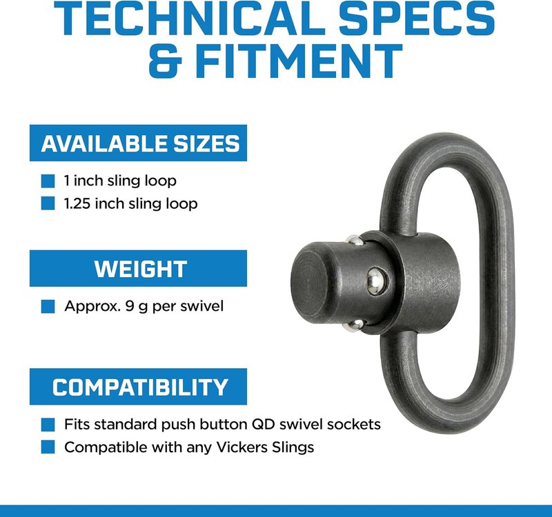 Push Button Sling Swivel - Durable Machined Steel Attachment Hardware for Rifles | Blue