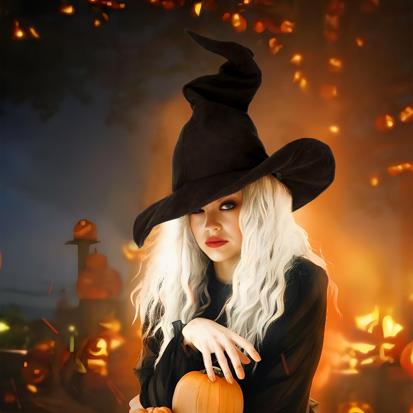 Ibeauti Witch Hat Women Adult Black Halloween Witch Costume Hat (Black)