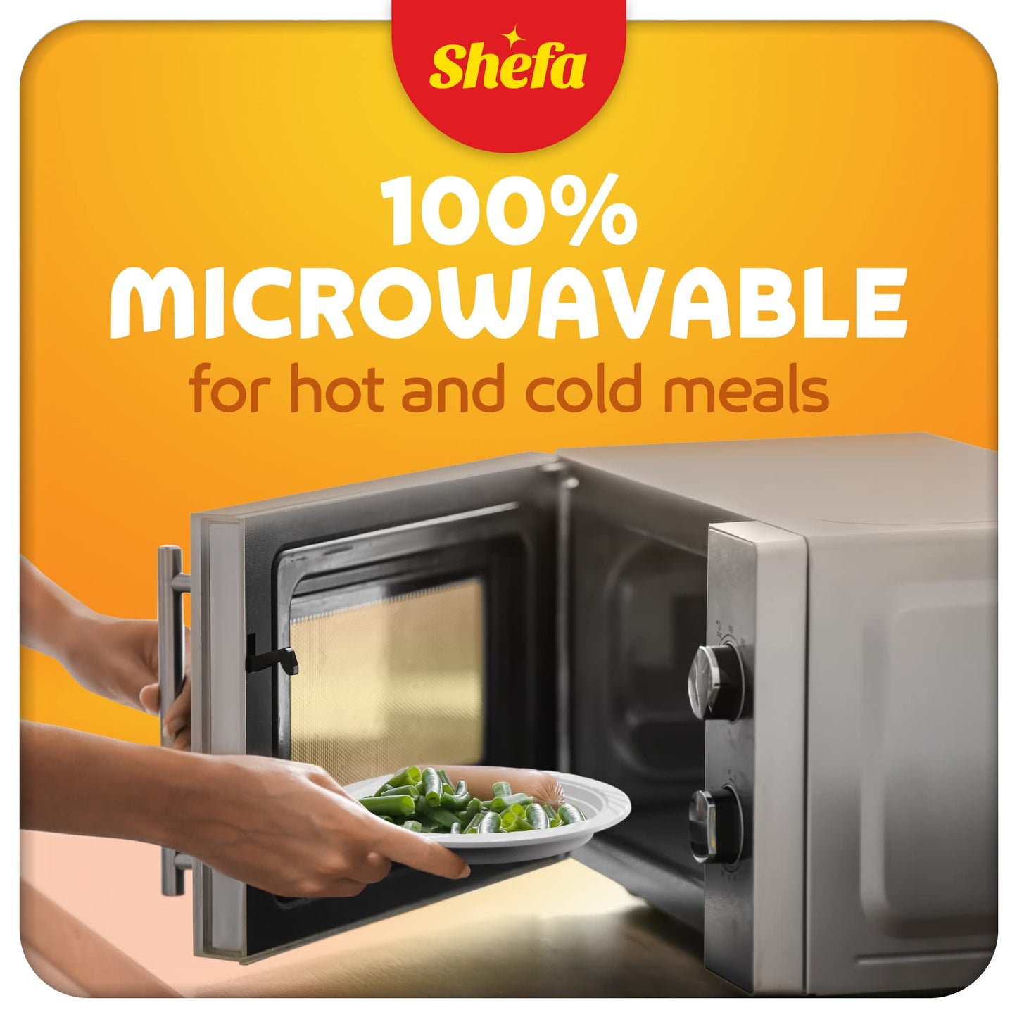 Shefa 100 White Plates, Reusable & Washable, Heavy Duty Dinnerware, Microwave-Safe Crockery - Ideal for Birthday, Parties, Camping, Catering (9 inch Plates, White)