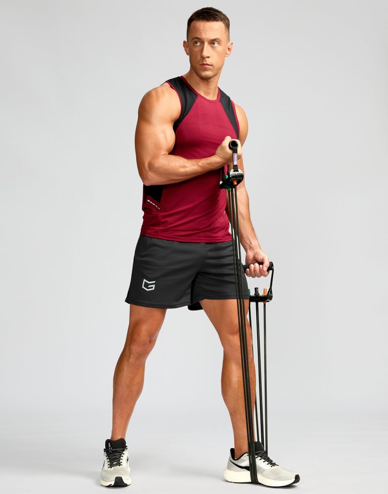 G Gradual Men's 5" Workout Running Shorts Quick Dry Lightweight Gym Shorts with Zip Pockets(Black,L5_L)
