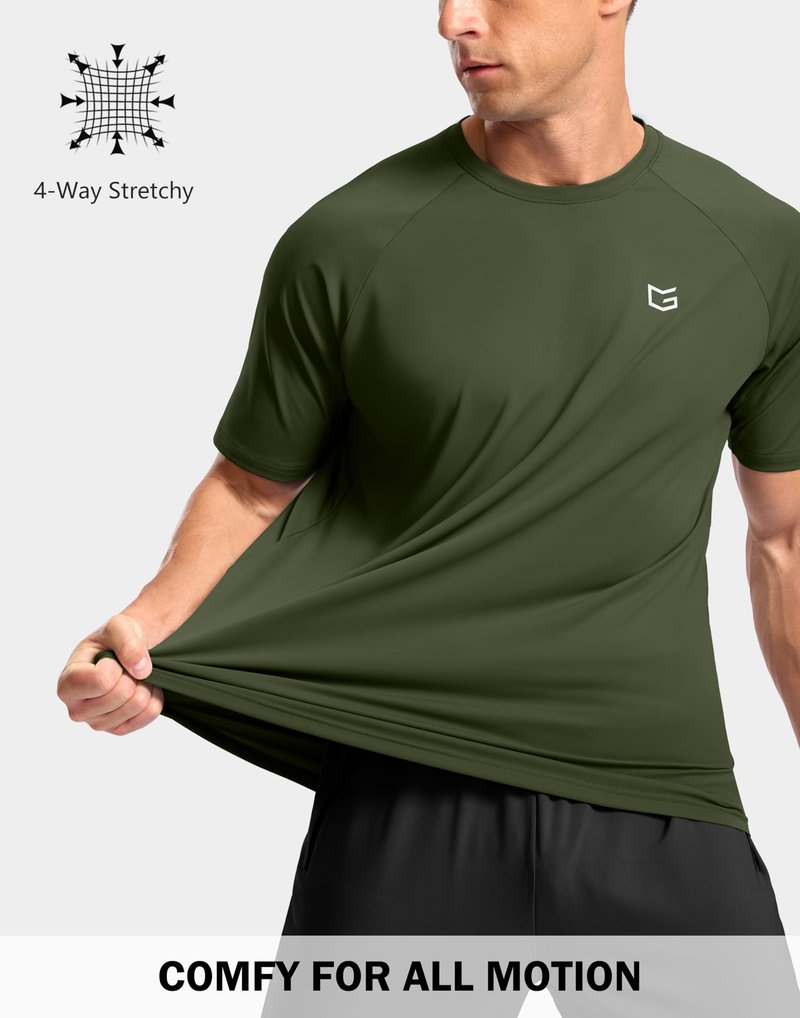 G Gradual Men's Athletic Workout T-Shirts Moisture Wicking Cooling Running Shirts Short Sleeve Performance Tee for Gym Tennis(Olive,4XL)