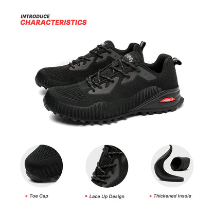 Kricely Men's Trail Running Shoes Fashion Hiking Sneakers for Men Black Tennis Cross Training Shoe Mens Casual Outdoor Walking Footwear Size 12