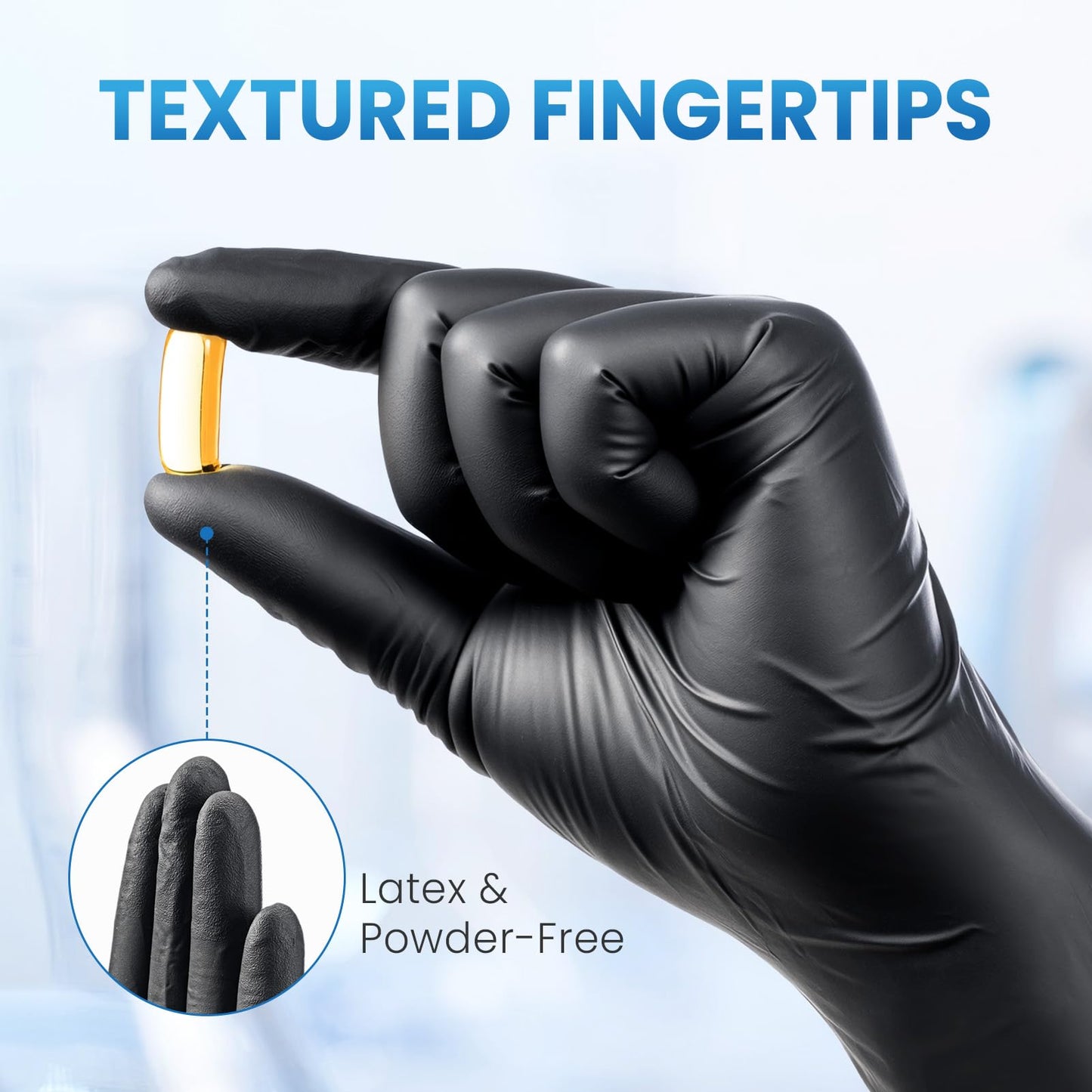 Borje Nitrile Gloves Large, 1000 Count Disposable Gloves, Black, Latex-Free Powder-Free, Medical Exam, Food Safe, Cleaning, Cooking