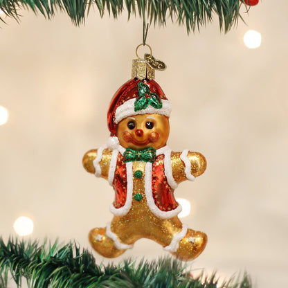 Old World Christmas Gingerbread Boy Glass Blown Ornament for Christmas Tree, Handcrafted Holiday Decoration, Gingerbread Collection