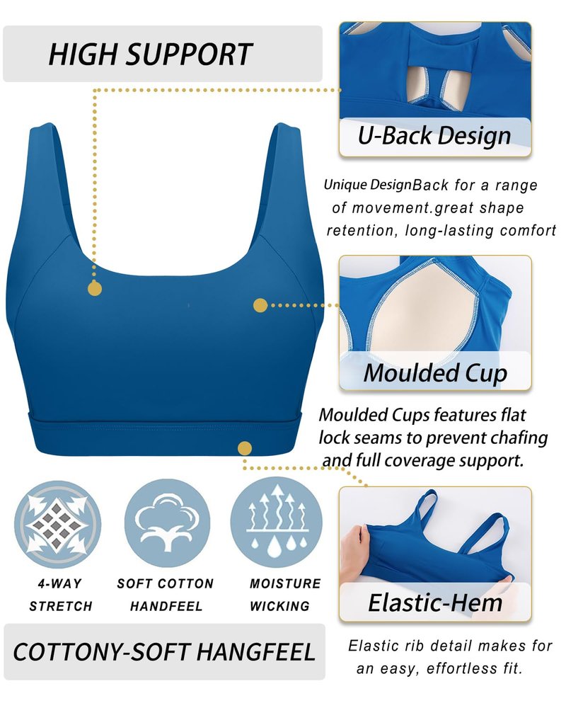 RUNNING GIRL Sports Bras for Women High Support,Molded Cups High Impact Sports Bra for Women Large Bust(3050_Dark Blue_M)