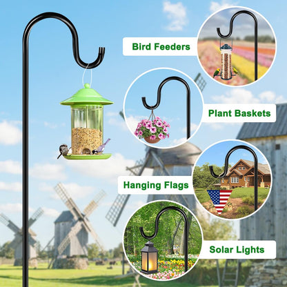 ANIDEER 84" Shepherds Hooks for Outdoor, Heavy Duty Bird Feeder Pole with 7 Prongs Base for Hanging Lantern, Hummingbird Feeder, Plant Baskets, Shepherds Hook for Bird Feeders for Outside, 1 Pack