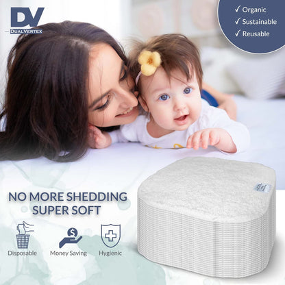 DualVertex 30 Bamboo Reusable Baby Wipes - Face Cloth - Makeup Remover Cloth from Natural Thread for Face & Hand with 2in1 Laundry Bag/Carrying Bag