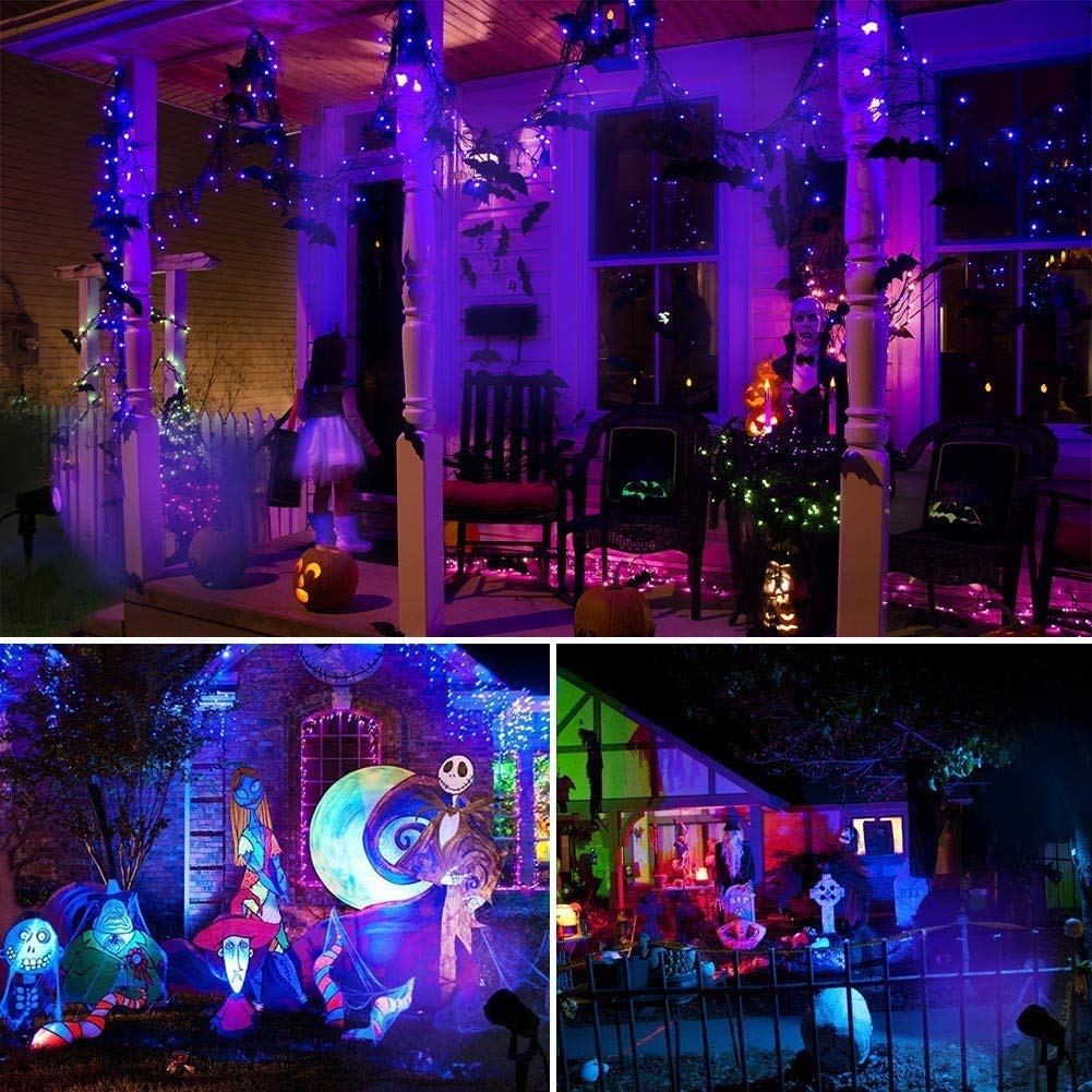 SUNVIE Outdoor Black Light Halloween Spotlight, 12W Purple LEDs, Waterproof, US Plug, 90 Degree Beam, Ideal for Parties, Clubs, Bars, Gyms, Decoration, 2 Pack